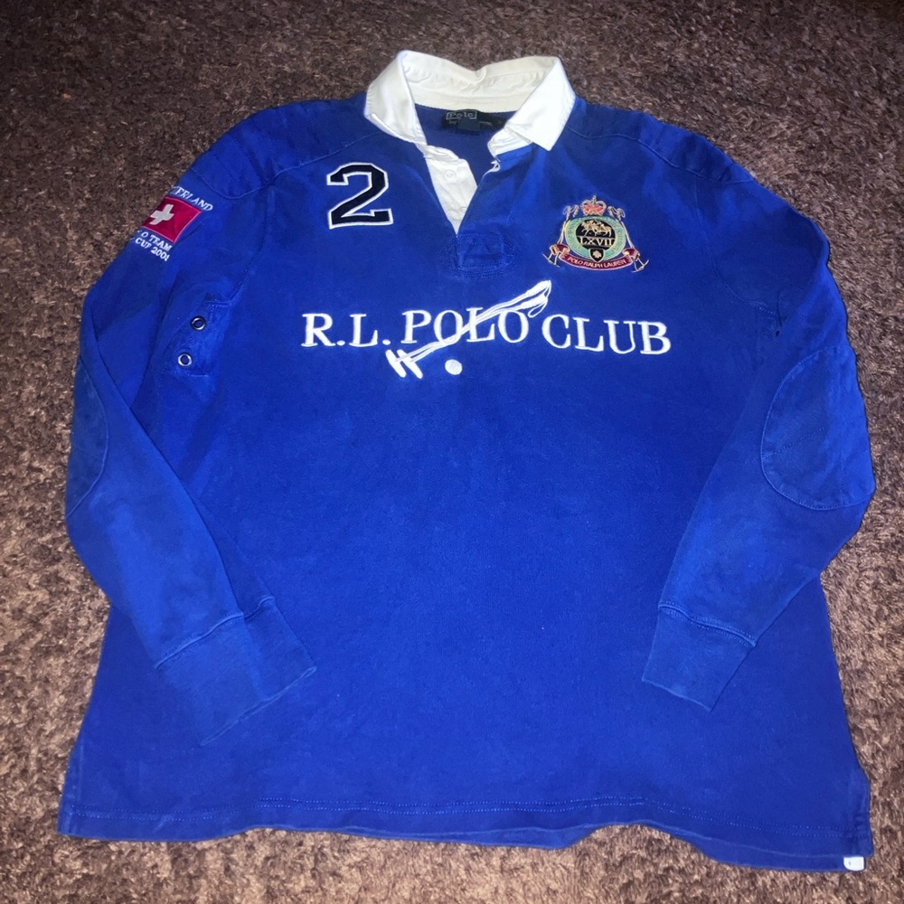 Vintage 08’ Ralph Lauren Mercer Winter Polo Club Team Switzerland Rugby Shirt L - Picture 4 of 10